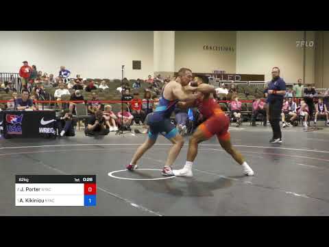 82 kg Greco-Roman best two out of three series at the 2024 Senior World Team Trials in Omaha, Nebraska between Aliaksandr ...